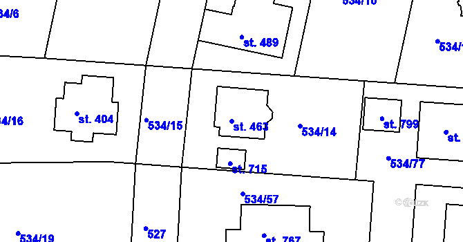 Parcela st. 463 v KÚ Horoušany, Katastrální mapa