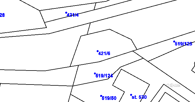 Parcela st. 421/6 v KÚ Horoušany, Katastrální mapa