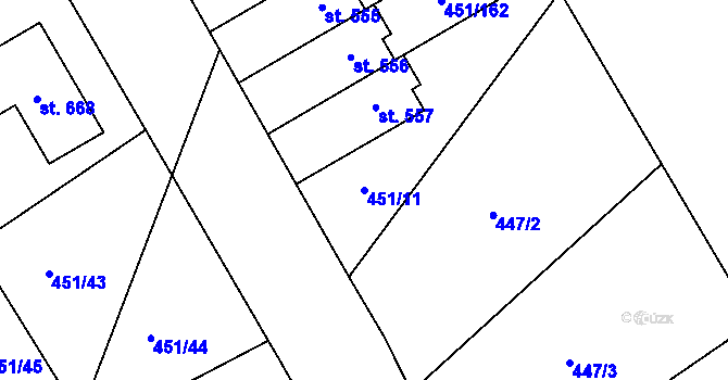 Parcela st. 451/11 v KÚ Horoušany, Katastrální mapa