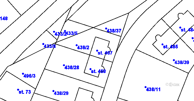Parcela st. 467 v KÚ Horoušany, Katastrální mapa