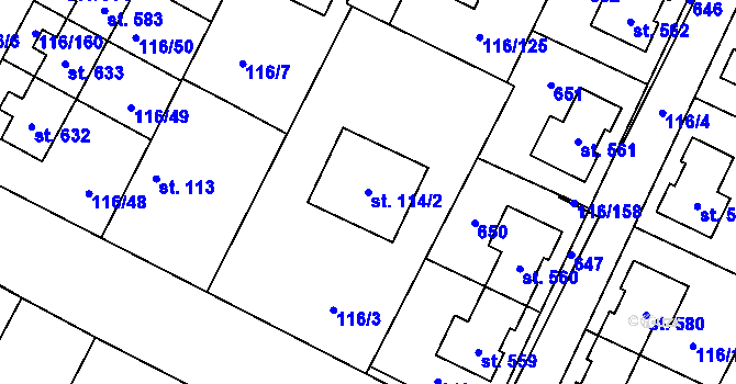 Parcela st. 114/2 v KÚ Horoušany, Katastrální mapa