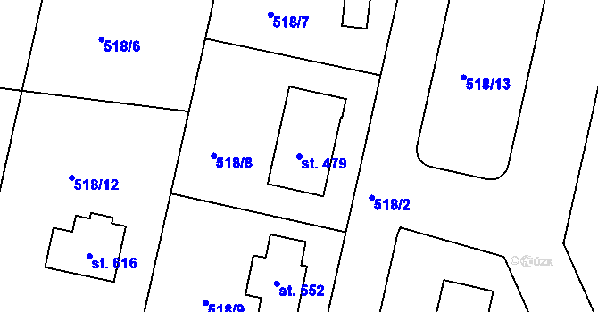 Parcela st. 479 v KÚ Horoušany, Katastrální mapa