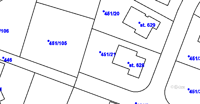 Parcela st. 451/21 v KÚ Horoušany, Katastrální mapa