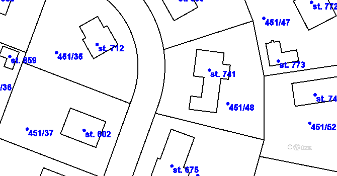 Parcela st. 451/49 v KÚ Horoušany, Katastrální mapa