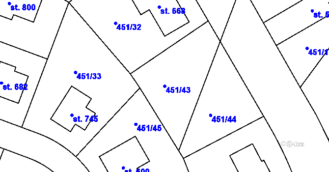 Parcela st. 451/43 v KÚ Horoušany, Katastrální mapa