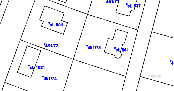 Parcela st. 451/73 v KÚ Horoušany, Katastrální mapa