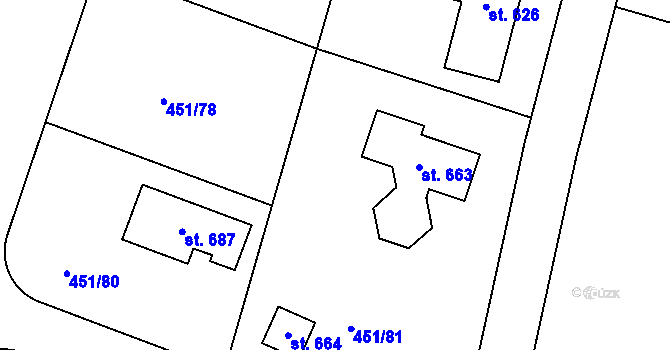 Parcela st. 451/79 v KÚ Horoušany, Katastrální mapa