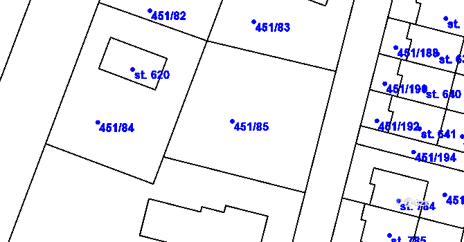 Parcela st. 451/85 v KÚ Horoušany, Katastrální mapa