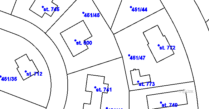 Parcela st. 451/46 v KÚ Horoušany, Katastrální mapa