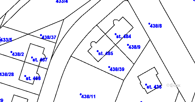 Parcela st. 485 v KÚ Horoušany, Katastrální mapa