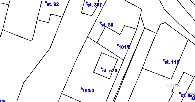 Parcela st. 612 v KÚ Horoušany, Katastrální mapa