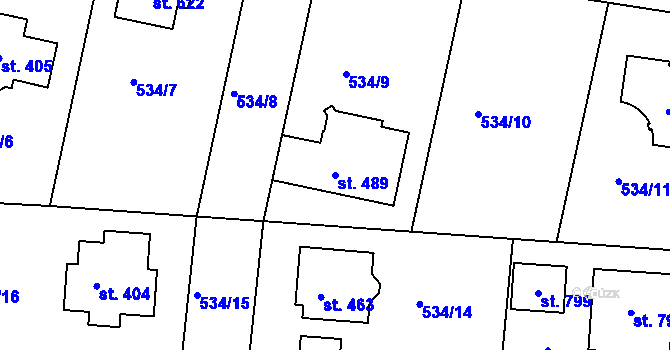Parcela st. 489 v KÚ Horoušany, Katastrální mapa