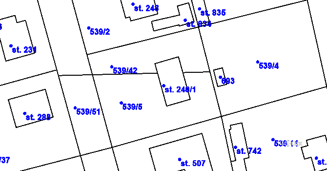 Parcela st. 240/1 v KÚ Horoušany, Katastrální mapa
