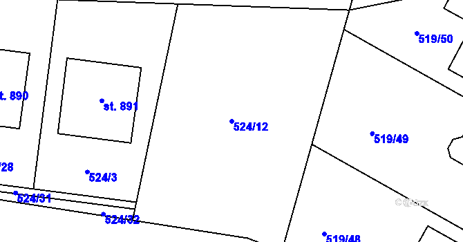 Parcela st. 524/12 v KÚ Horoušany, Katastrální mapa