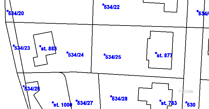 Parcela st. 534/25 v KÚ Horoušany, Katastrální mapa