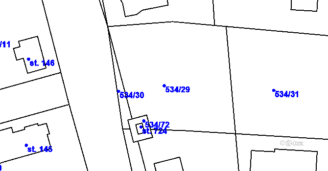 Parcela st. 534/29 v KÚ Horoušany, Katastrální mapa