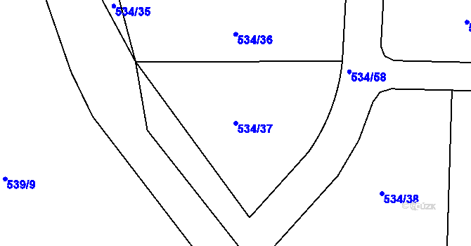 Parcela st. 534/37 v KÚ Horoušany, Katastrální mapa