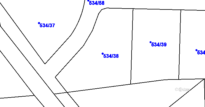 Parcela st. 534/38 v KÚ Horoušany, Katastrální mapa