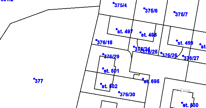 Parcela st. 376/29 v KÚ Horoušany, Katastrální mapa