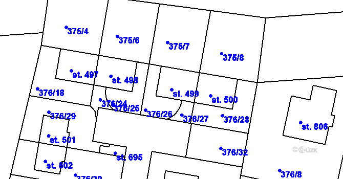 Parcela st. 499 v KÚ Horoušany, Katastrální mapa