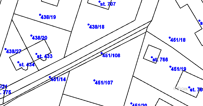Parcela st. 451/108 v KÚ Horoušany, Katastrální mapa