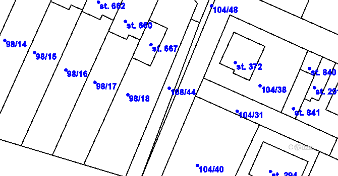 Parcela st. 108/44 v KÚ Horoušany, Katastrální mapa