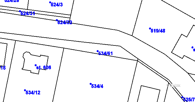 Parcela st. 534/61 v KÚ Horoušany, Katastrální mapa