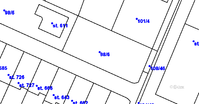 Parcela st. 98/6 v KÚ Horoušany, Katastrální mapa