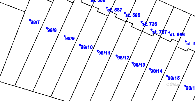 Parcela st. 98/11 v KÚ Horoušany, Katastrální mapa