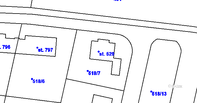 Parcela st. 529 v KÚ Horoušany, Katastrální mapa
