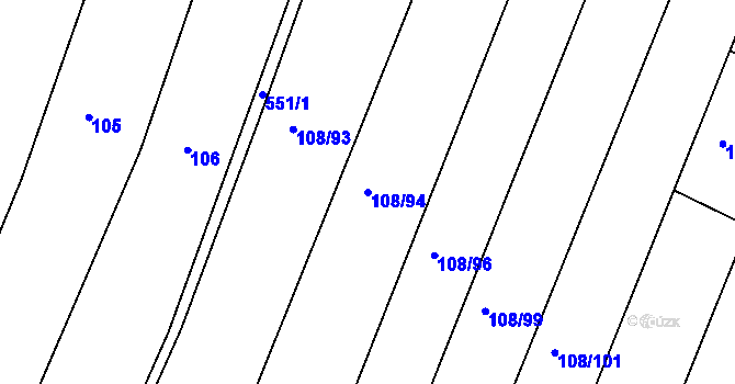 Parcela st. 108/94 v KÚ Horoušany, Katastrální mapa