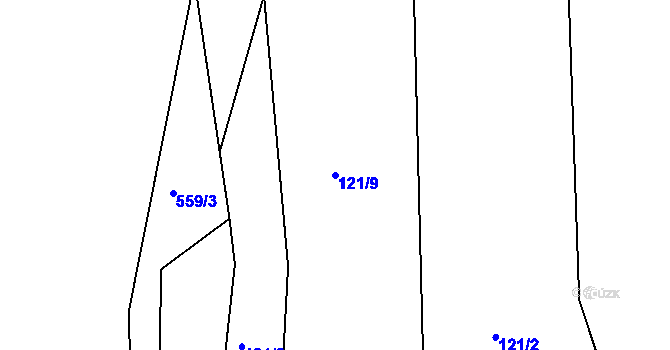Parcela st. 121/9 v KÚ Horoušany, Katastrální mapa