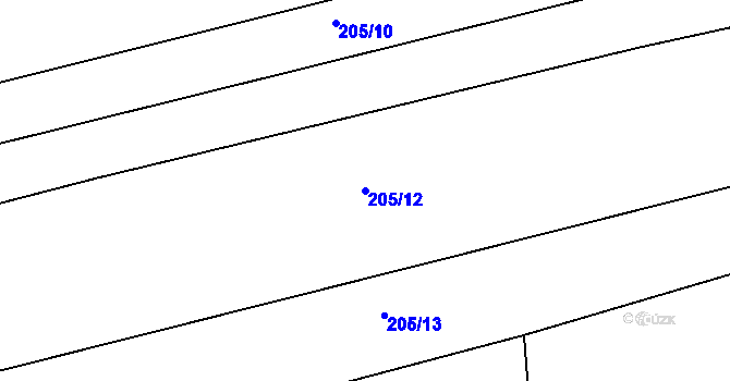 Parcela st. 205/12 v KÚ Horoušany, Katastrální mapa