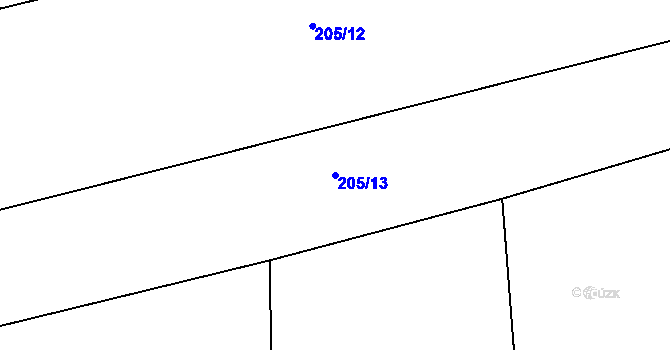 Parcela st. 205/13 v KÚ Horoušany, Katastrální mapa