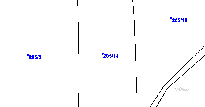 Parcela st. 205/14 v KÚ Horoušany, Katastrální mapa