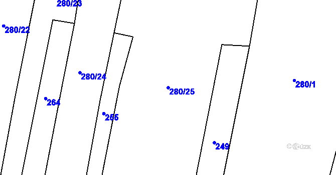 Parcela st. 280/25 v KÚ Horoušany, Katastrální mapa