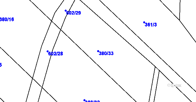 Parcela st. 380/33 v KÚ Horoušany, Katastrální mapa