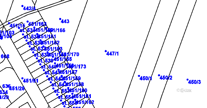 Parcela st. 447 v KÚ Horoušany, Katastrální mapa