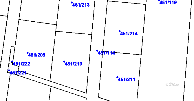 Parcela st. 451/114 v KÚ Horoušany, Katastrální mapa