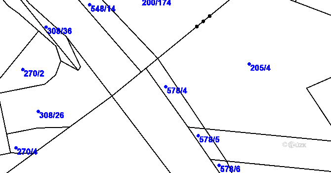 Parcela st. 578/4 v KÚ Horoušany, Katastrální mapa