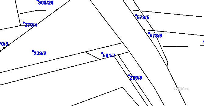Parcela st. 581/7 v KÚ Horoušany, Katastrální mapa