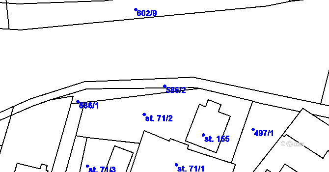 Parcela st. 586/2 v KÚ Horoušany, Katastrální mapa
