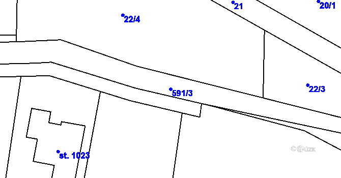 Parcela st. 591/3 v KÚ Horoušany, Katastrální mapa