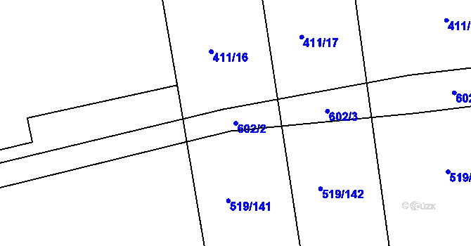 Parcela st. 602/2 v KÚ Horoušany, Katastrální mapa