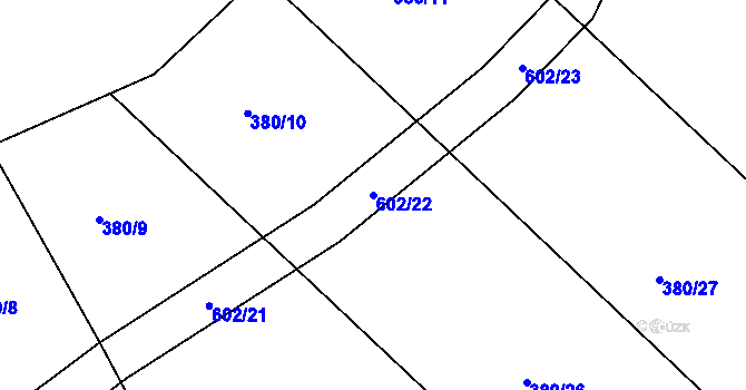 Parcela st. 602/22 v KÚ Horoušany, Katastrální mapa