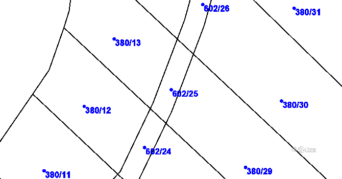 Parcela st. 602/25 v KÚ Horoušany, Katastrální mapa