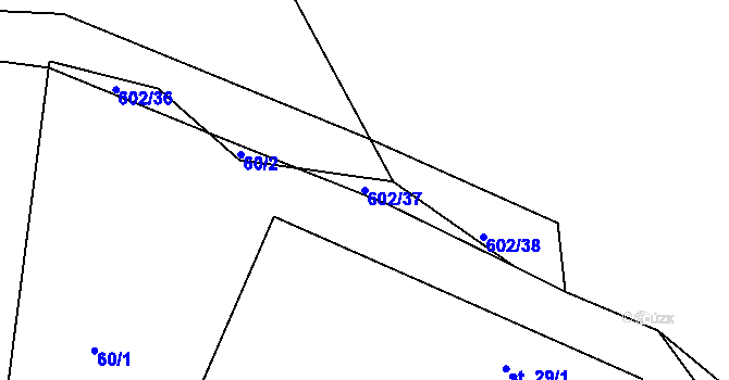 Parcela st. 602/37 v KÚ Horoušany, Katastrální mapa