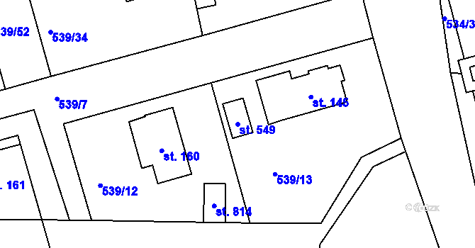 Parcela st. 549 v KÚ Horoušany, Katastrální mapa
