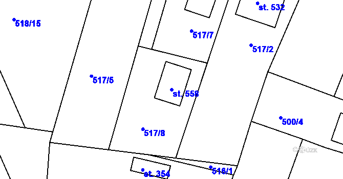 Parcela st. 558 v KÚ Horoušany, Katastrální mapa