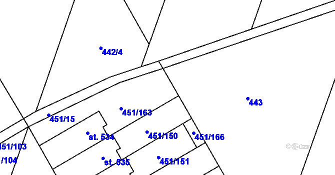 Parcela st. 451/164 v KÚ Horoušany, Katastrální mapa